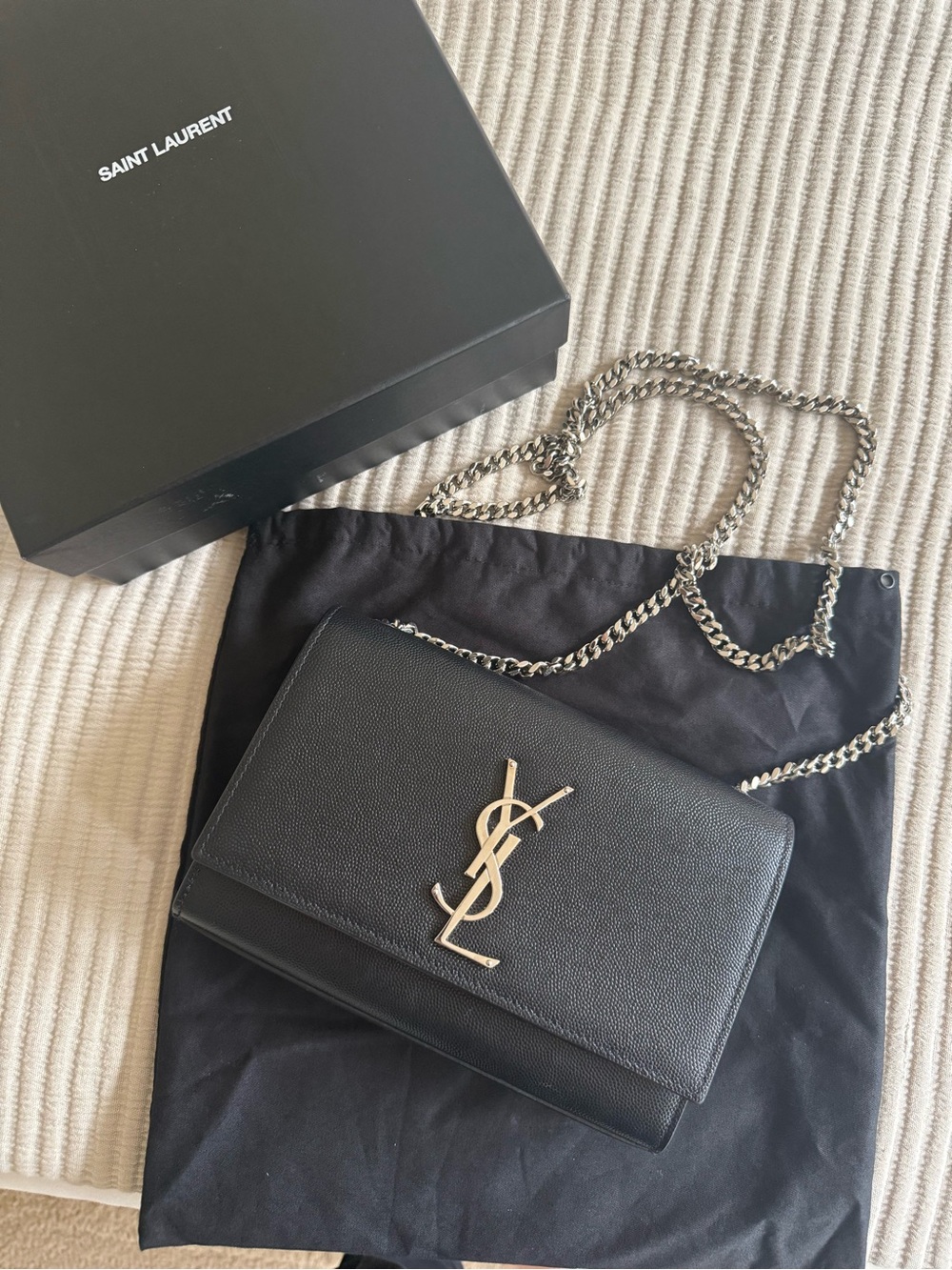 Saint Laurent YSL Small Kate Chain Bag Black Silver Hardware